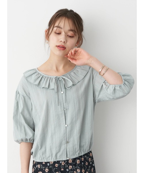earth music&ecology（アースミュージックアンドエコロジー）の「衿フリルブラウス ＊（シャツ/ブラウス・レディース・ホワイト/ミント/ブラック・FREE）」の6枚目の写真