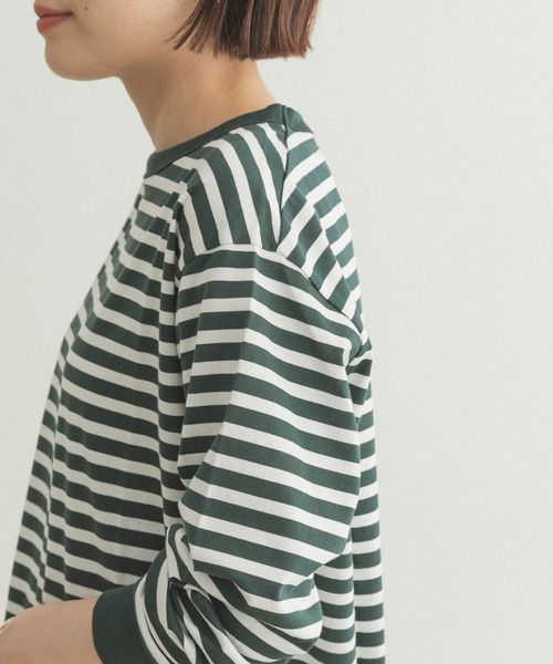 FORK&SPOON（フォークアンドスプーン）の「FORK&SPOON　ボーダーロングスリーブTシャツ（Tシャツ/カットソー・レディース・グリーン系その他/ブラック系その他/グレー系その他・1/2）」の4枚目の写真