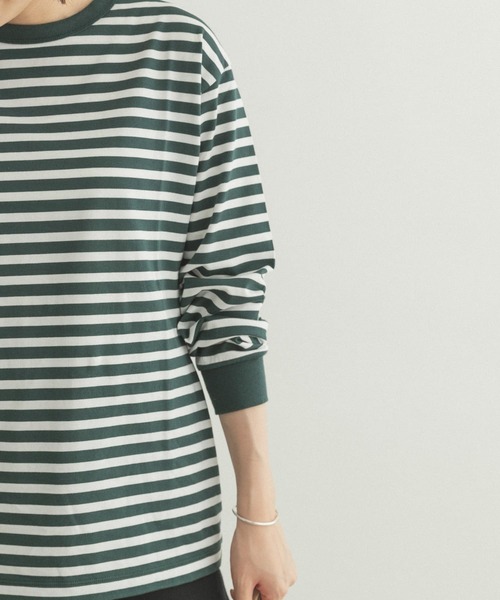 FORK&SPOON（フォークアンドスプーン）の「FORK&SPOON　ボーダーロングスリーブTシャツ（Tシャツ/カットソー・レディース・グリーン系その他/ブラック系その他/グレー系その他・1/2）」の5枚目の写真