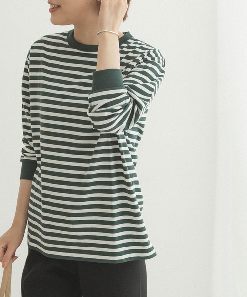 FORK&SPOON（フォークアンドスプーン）の「FORK&SPOON　ボーダーロングスリーブTシャツ（Tシャツ/カットソー・レディース・グリーン系その他/ブラック系その他/グレー系その他・1/2）」の7枚目の写真