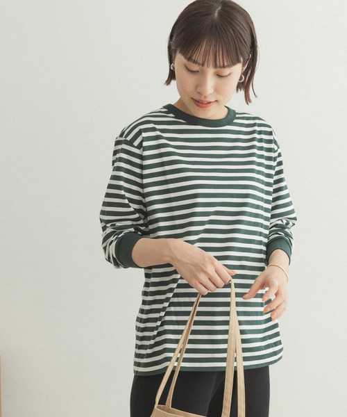 FORK&SPOON（フォークアンドスプーン）の「FORK&SPOON　ボーダーロングスリーブTシャツ（Tシャツ/カットソー・レディース・グリーン系その他/ブラック系その他/グレー系その他・1/2）」の8枚目の写真