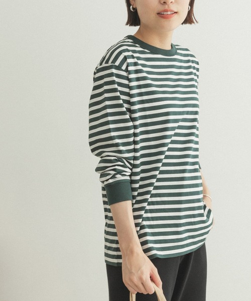 FORK&SPOON（フォークアンドスプーン）の「FORK&SPOON　ボーダーロングスリーブTシャツ（Tシャツ/カットソー・レディース・グリーン系その他/ブラック系その他/グレー系その他・1/2）」の9枚目の写真