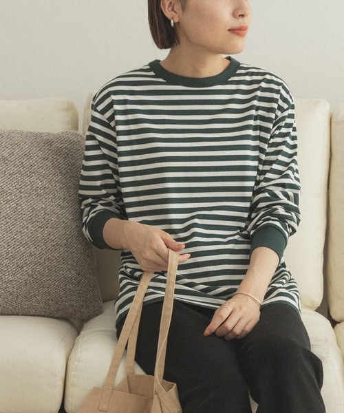 FORK&SPOON（フォークアンドスプーン）の「FORK&SPOON　ボーダーロングスリーブTシャツ（Tシャツ/カットソー・レディース・グリーン系その他/ブラック系その他/グレー系その他・1/2）」の14枚目の写真