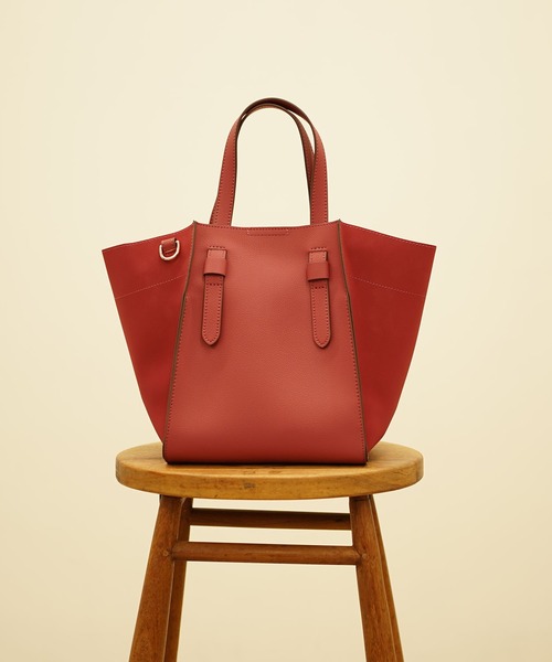 COOCO(クーコ)の「フェイクレザー2WAYトートバッグ(トートバッグ・レディース・ブラック/スモークピンク/キャメル/グレー系その他/グリーン・9)」の5枚目の写真