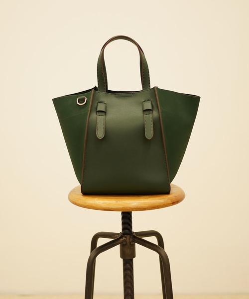 COOCO(クーコ)の「フェイクレザー2WAYトートバッグ(トートバッグ・レディース・ブラック/スモークピンク/キャメル/グレー系その他/グリーン・9)」の3枚目の写真