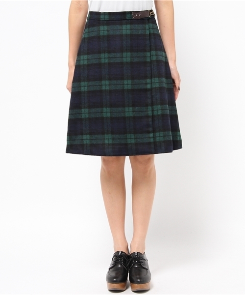 CIAOPANIC（チャオパニック）の「【Ciaopanic】チェックウールラップSK（スカート・レディース・グリーン/グレー/レッド・FREE）」の10枚目の写真
