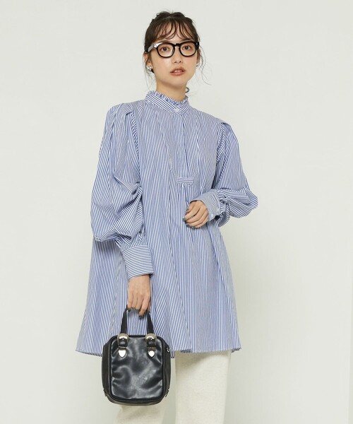 FREAK'S STORE(フリークスストア)の「フリルスタンドカラーボリュームスリーブシャツ(シャツ/ブラウス・レディース・ブラック/その他/ホワイト・フリ-)」の8枚目の写真