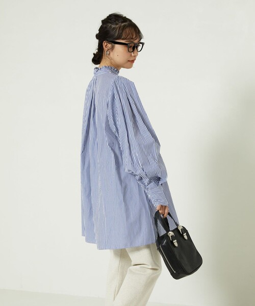 FREAK'S STORE(フリークスストア)の「フリルスタンドカラーボリュームスリーブシャツ(シャツ/ブラウス・レディース・ブラック/その他/ホワイト・フリ-)」の7枚目の写真