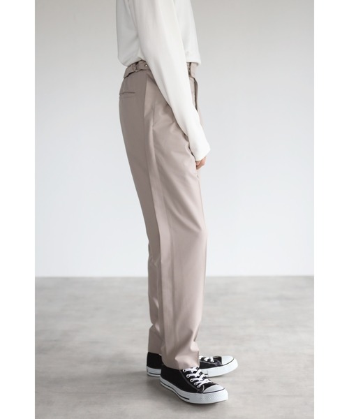 CREARE -LINO-(クレアーレリノ)の「サイドベルト スラックパンツ<セットアップ可>(スラックス・メンズ・ブラック/グレイッシュベージュ/カーキ・MEDIUM/LARGE)」の5枚目の写真