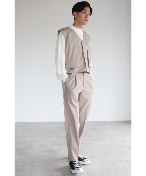 CREARE -LINO-(クレアーレリノ)の「サイドベルト スラックパンツ<セットアップ可>(スラックス・メンズ・ブラック/グレイッシュベージュ/カーキ・MEDIUM/LARGE)」の10枚目の写真