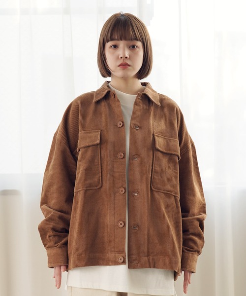 Air Tokyo(エアートウキョー)の「オーバーサイズ コーデュロイ ビッグ ポケット ジャケット(ブルゾン・メンズ・ブラウン/アイボリー・MEDIUM/LARGE)」の8枚目の写真