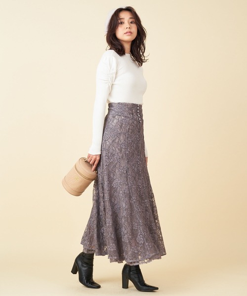 ROYAL PARTY（ロイヤルパーティー）の「ダブルレーススカート（スカート・レディース・ブルー/ブラウン/グレー・FREE）」の8枚目の写真