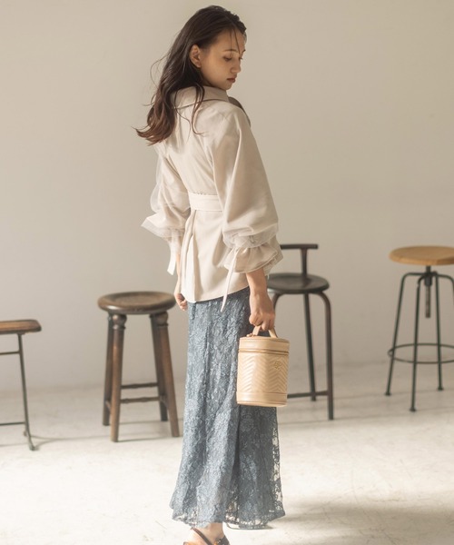 ROYAL PARTY（ロイヤルパーティー）の「ダブルレーススカート（スカート・レディース・ブルー/ブラウン/グレー・FREE）」の4枚目の写真