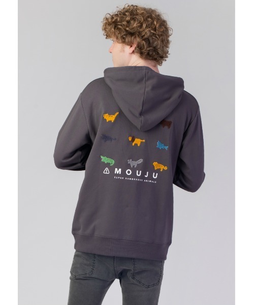 Design Tshirts Store graniph（デザイン　ティーシャツ　ストア　グラニフ）の「デンジャラスアニマルズ｜エンブロイダリージップパーカー（パーカー・メンズ・スミクロ・MEDIUM/LARGE/SMALL）」の9枚目の写真