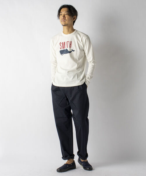 BARNS OUTFITTERS（バーンズアウトフィッターズ）の「【BARNS OUTFITTERS/バーンズアウトフィッターズ】別注 プリント ロングスリーブTシャツ ロンT（Tシャツ/カットソー・メンズ・ライトグレー/ホワイト・L/S/M）」の3枚目の写真