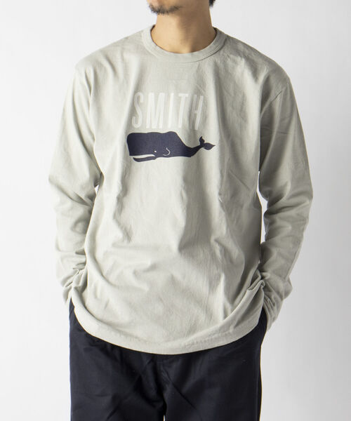 BARNS OUTFITTERS（バーンズアウトフィッターズ）の「【BARNS OUTFITTERS/バーンズアウトフィッターズ】別注 プリント ロングスリーブTシャツ ロンT（Tシャツ/カットソー・メンズ・ライトグレー/ホワイト・L/S/M）」の7枚目の写真