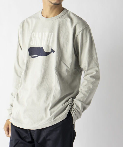 BARNS OUTFITTERS（バーンズアウトフィッターズ）の「【BARNS OUTFITTERS/バーンズアウトフィッターズ】別注 プリント ロングスリーブTシャツ ロンT（Tシャツ/カットソー・メンズ・ライトグレー/ホワイト・L/S/M）」の8枚目の写真
