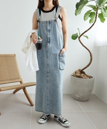 andme（アンドミー）の「コットンツイルカーゴポケットキャミワンピース（ジャンパースカート）」