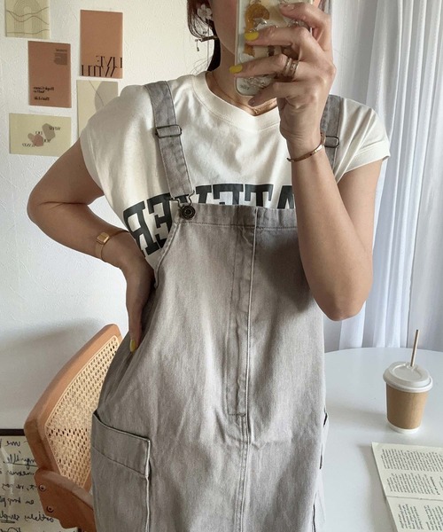 andme（アンドミー）の「コットンツイルカーゴポケットキャミワンピース（ジャンパースカート・レディース・オフホワイト/カーキ/グレー/ケミカルウォッシュ/ブラック/スミクロ/サックスブルー・M/L）」の18枚目の写真