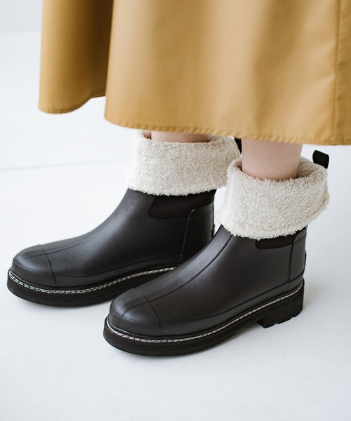 HUNTER リファインド ステッチ ロール トップ シェルパ ブーツ