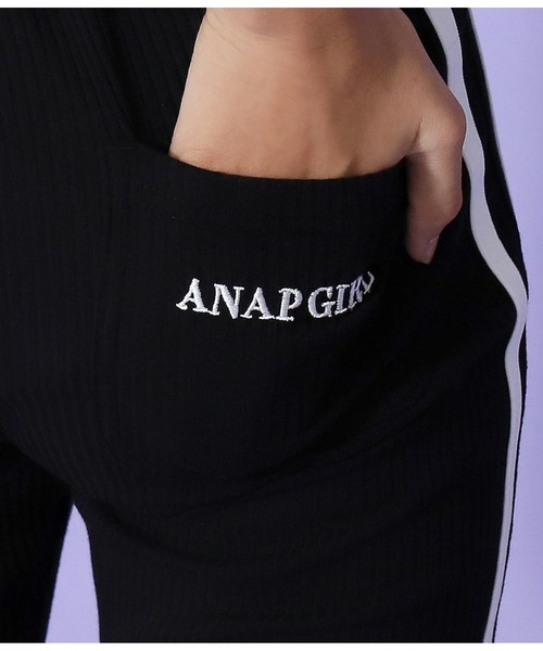 ANAP GｉRL（アナップガール）の「ラインリブフレアパンツ（その他パンツ・キッズ・ブラック・M/S/XS）」の6枚目の写真