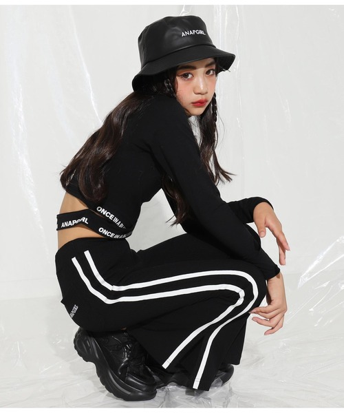 ANAP GｉRL（アナップガール）の「ラインリブフレアパンツ（その他パンツ・キッズ・ブラック・M/S/XS）」の12枚目の写真