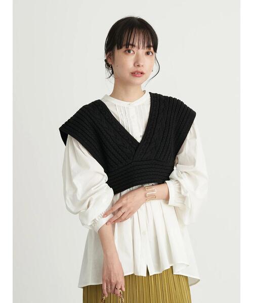 earth music&ecology（アースミュージックアンドエコロジー）の「ケーブルニットビスチェ　＊（ベスト・レディース・ブラック/ブラウン/ホワイト系その他2・FREE）」の5枚目の写真