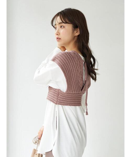 earth music&ecology（アースミュージックアンドエコロジー）の「ケーブルニットビスチェ　＊（ベスト・レディース・ブラック/ブラウン/ホワイト系その他2・FREE）」の14枚目の写真