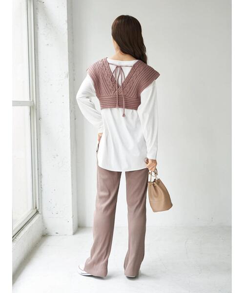 earth music&ecology（アースミュージックアンドエコロジー）の「ケーブルニットビスチェ　＊（ベスト・レディース・ブラック/ブラウン/ホワイト系その他2・FREE）」の18枚目の写真