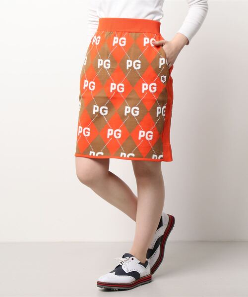 PEARLY GATES】アーガイル柄＋モール ニットスカート