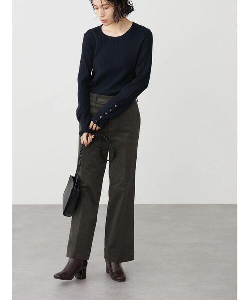 AMERICAN HOLIC（アメリカンホリック）の「袖ボタンランダムリブニットプルオーバー（ニット/セーター・レディース・レッド/グレイッシュベージュ/ネイビー・M/L）」の12枚目の写真