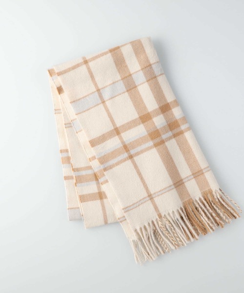 HONEYSUCKLE ROSE（ハニーサックルローズ）の「【HONEYSUCKLE ROSE】オリジナルチェック柄マフラー（マフラー・レディース・ベージュ/ネイビー/オフホワイト・ONE SIZE）」の8枚目の写真