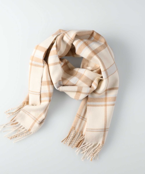 HONEYSUCKLE ROSE（ハニーサックルローズ）の「【HONEYSUCKLE ROSE】オリジナルチェック柄マフラー（マフラー・レディース・ベージュ/ネイビー/オフホワイト・ONE SIZE）」の12枚目の写真
