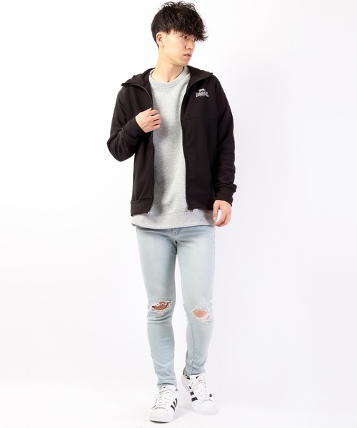 LONSDALE（ロンズデール）の「LONSDALE 裏フリースニット ボンディング ZIPパーカー（パーカー・メンズ・チャコールグレー/ブラック・LL/M/L）」の13枚目の写真