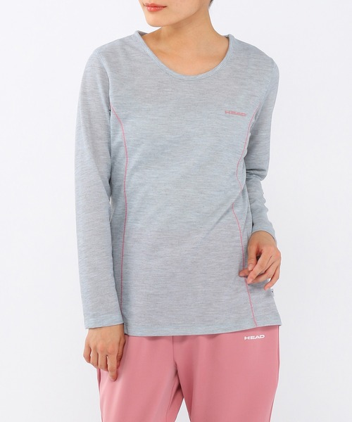 HEAD(ヘッド)の「杢メッシュクルーネック長袖Tシャツ レディース トップス スポーツ ウェア ヨガ ランニング(スポーツグッズ・レディース・ブラック/ピンク/グレー/ブルー・L/M)」の3枚目の写真