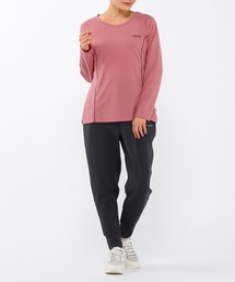 杢メッシュクルーネック長袖Tシャツ レディース トップス スポーツ ウェア ヨガ ランニング