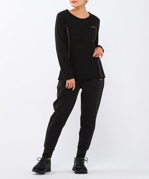 HEAD(ヘッド)の「杢メッシュクルーネック長袖Tシャツ レディース トップス スポーツ ウェア ヨガ ランニング(スポーツグッズ・レディース・ブラック/ピンク/グレー/ブルー・L/M)」の2枚目の写真