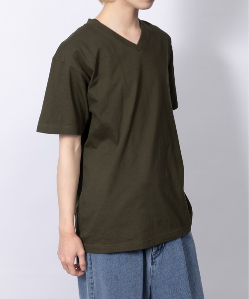 SCULPTOR 光沢VネックTシャツ ベージュ シリコンバイオ加工 シルキータッチ浅VネックTシャツ ｜The