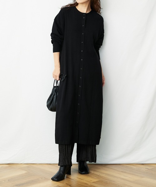 AZUL ENCANTO（アズールエンカント）の「ニットロングスリットカーデ（カーディガン/ボレロ・レディース・ブラック/ベージュ/グレー・FREE）」の4枚目の写真