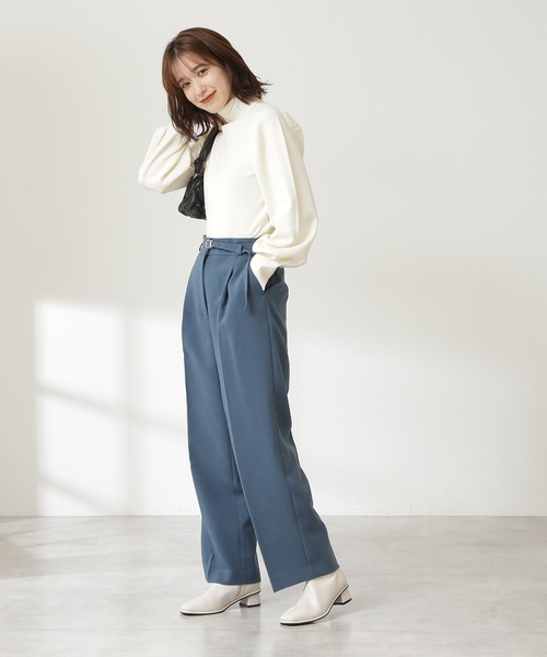 N.（N. Natural Beauty Basic）（エヌエヌナチュラルビューティーベーシック）の「◆パワーショルダータートルネックニット（ニット/セーター・レディース・オフホワイト/ブラック/グリーン・MEDIUM）」の8枚目の写真