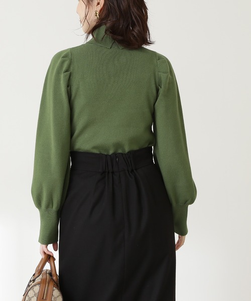 N.（N. Natural Beauty Basic）（エヌエヌナチュラルビューティーベーシック）の「◆パワーショルダータートルネックニット（ニット/セーター・レディース・オフホワイト/ブラック/グリーン・MEDIUM）」の12枚目の写真