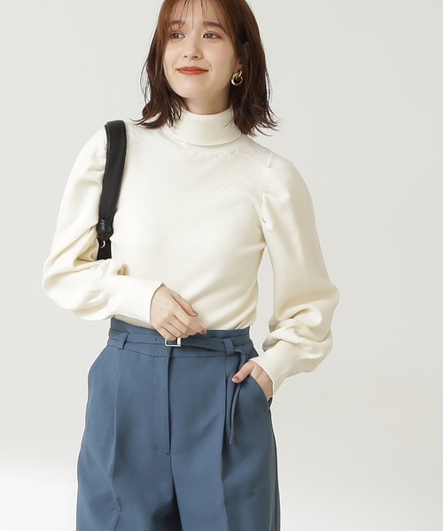 N.（N. Natural Beauty Basic）（エヌエヌナチュラルビューティーベーシック）の「◆パワーショルダータートルネックニット（ニット/セーター・レディース・オフホワイト/ブラック/グリーン・MEDIUM）」の15枚目の写真