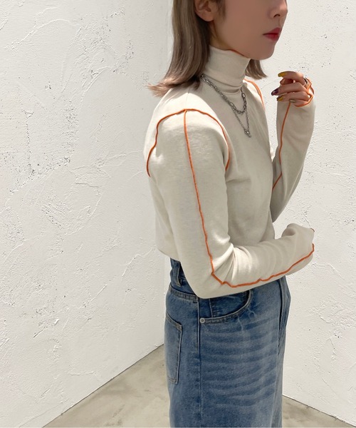 apres jour mignon(アプレジュールミニョン)の「配色メローリブトップス【ZOZOTOWN限定アイテム】(ニット/セーター・レディース・ブラック/オレンジ/アイボリー/ピンク系その他・X-LARGE/フリー)」の18枚目の写真