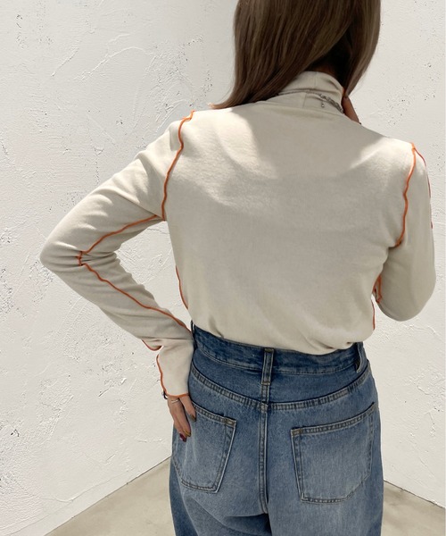 apres jour mignon(アプレジュールミニョン)の「配色メローリブトップス【ZOZOTOWN限定アイテム】(ニット/セーター・レディース・ブラック/オレンジ/アイボリー/ピンク系その他・X-LARGE/フリー)」の15枚目の写真