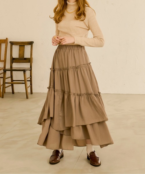 Ambre Neige(アンブルネージュ)の「メランジタートルニット/【WEB/EC限定商品】(ニット/セーター・レディース・ダークブラウン/ライトブラウン/ライトベージュ・FREE)」の9枚目の写真
