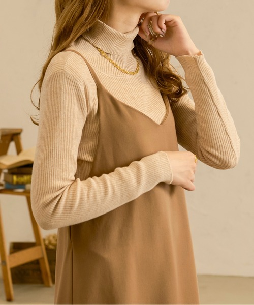 Ambre Neige(アンブルネージュ)の「メランジタートルニット/【WEB/EC限定商品】(ニット/セーター・レディース・ダークブラウン/ライトブラウン/ライトベージュ・FREE)」の6枚目の写真