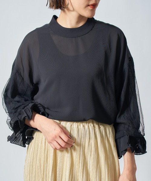 SETUP7（セットアップセブン）の「【SETUP7】シフォンブラウス SCCH65（シャツ/ブラウス・レディース・ブラック/ベージュ/ピンク/ホワイト・FREE）」の2枚目の写真