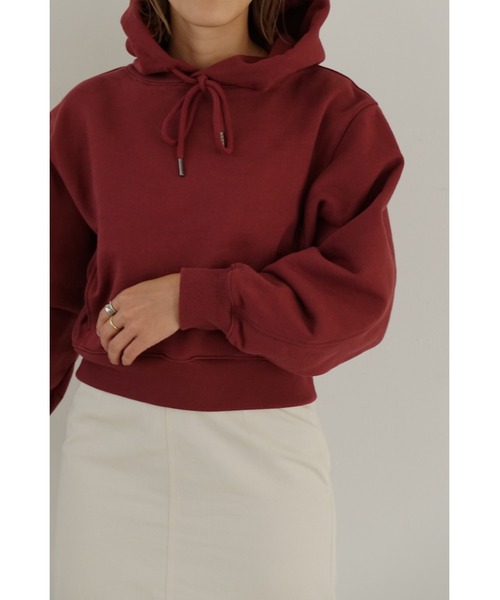 LA PEAU DE GEM（ラポドゥジェム）の「【la peau de gem.】クロップドパーカー（Tシャツ/カットソー・レディース・チャコールグレー/ベージュ/バーガンディー・FREE）」の3枚目の写真