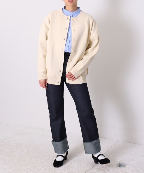 sara&cake（サラアンドケイク）の「12G 前後2wayオーバーサイズカーディガン（カーディガン/ボレロ・レディース・ホワイト/グリーン・FREE）」の12枚目の写真
