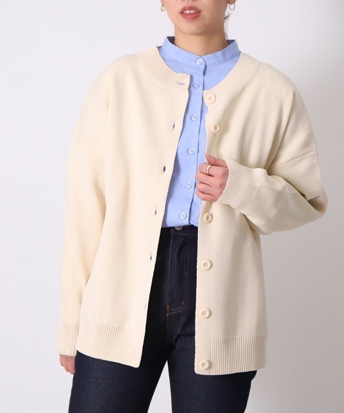 sara&cake（サラアンドケイク）の「12G 前後2wayオーバーサイズカーディガン（カーディガン/ボレロ・レディース・ホワイト/グリーン・FREE）」の6枚目の写真